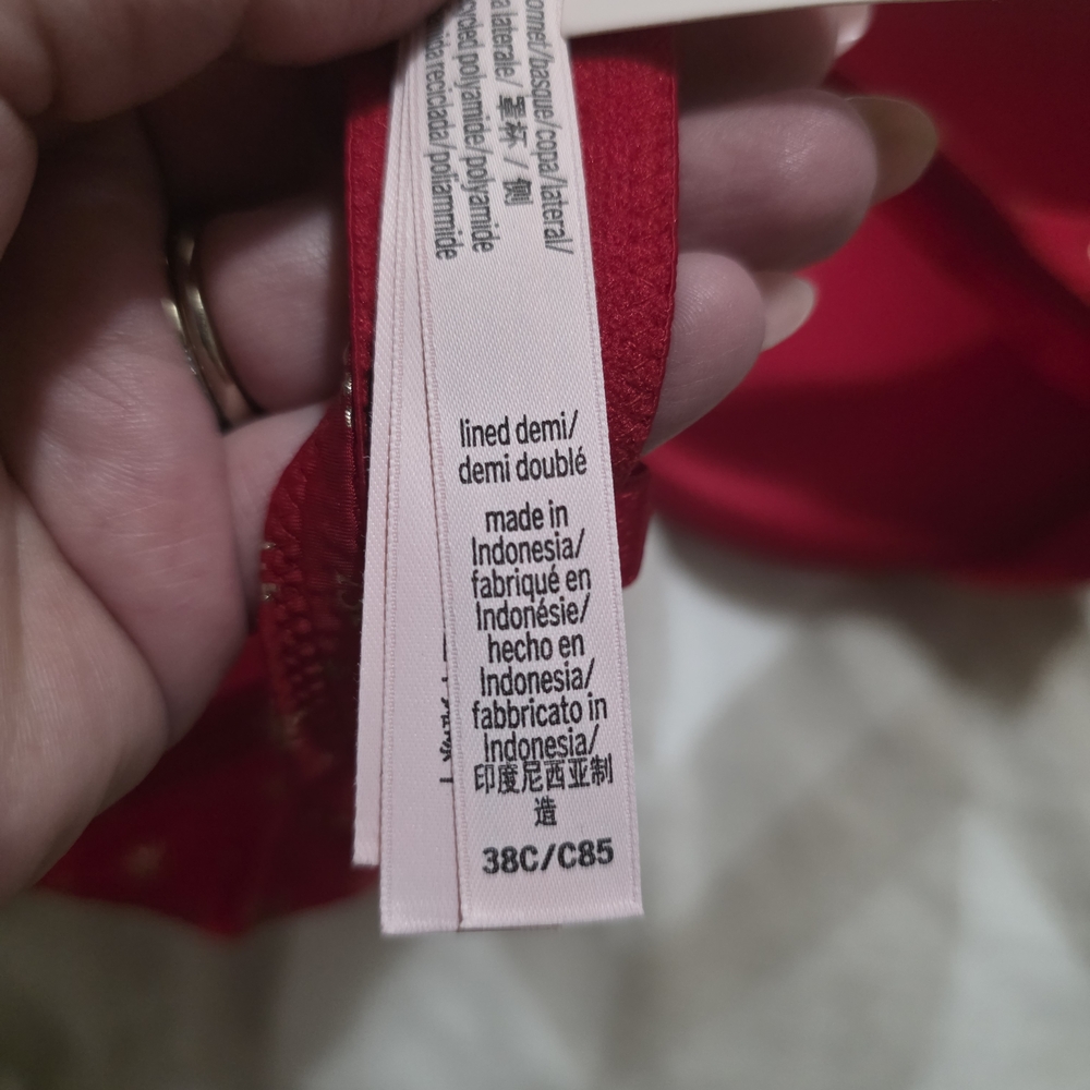 Victoria's Secret Red Lined Demi w/ Gold Holiday Accents & Brown Bombshell Bra - Picture 5 of 8